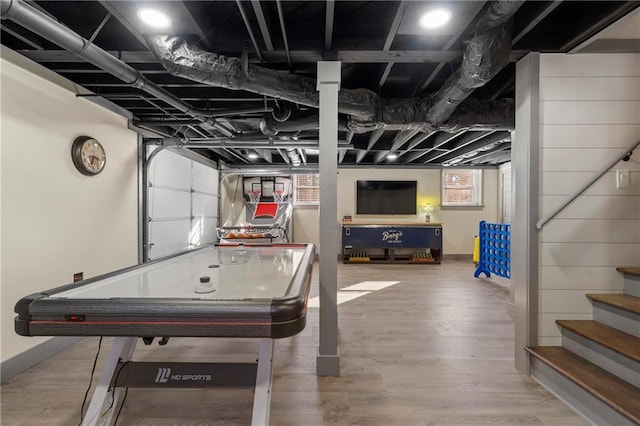 playroom featuring wood-type flooring