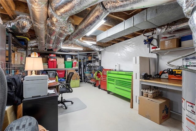 storage area featuring gas water heater