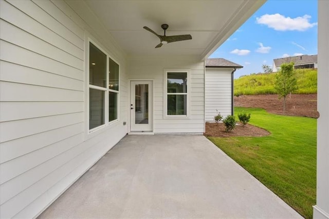 view of patio / terrace featuring a ceiling fan