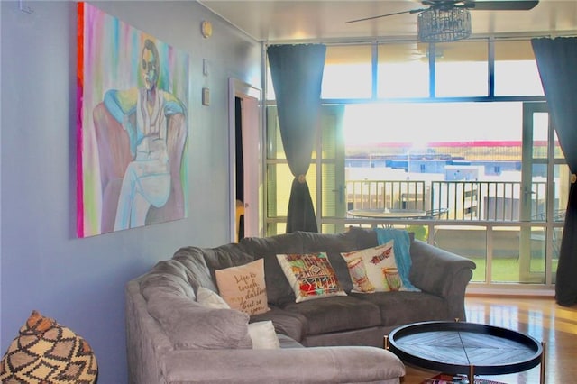 250 Park Ave W Unit 802, Atlanta, GA 30313 - living area featuring a ceiling fan