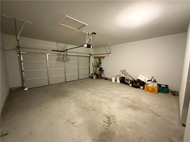 garage with a garage door opener