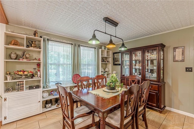 7234 Post Rd, Winston, GA 30187 - dining room featuring healthy amount of natural light, light tile patterned floors, crown molding, and an ornate ceiling