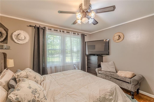 7234 Post Rd, Winston, GA 30187 - bedroom featuring ornamental molding, wood finished floors, and ceiling fan