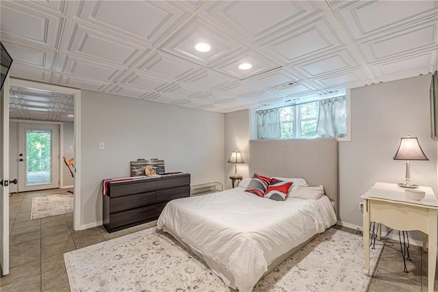 7234 Post Rd, Winston, GA 30187 - bedroom with multiple windows, an ornate ceiling, recessed lighting, and light tile patterned floors