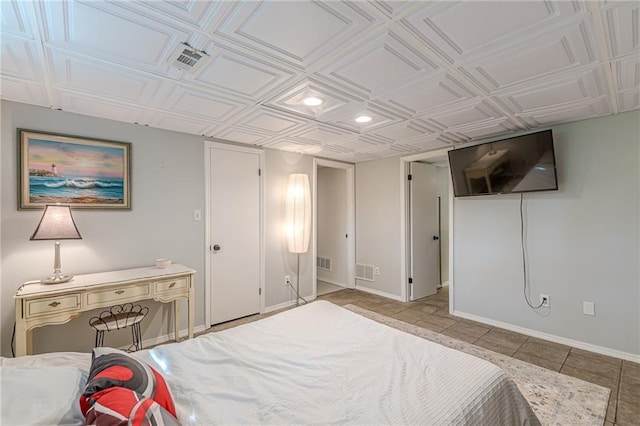7234 Post Rd, Winston, GA 30187 - bedroom featuring an ornate ceiling, light tile patterned flooring, and recessed lighting
