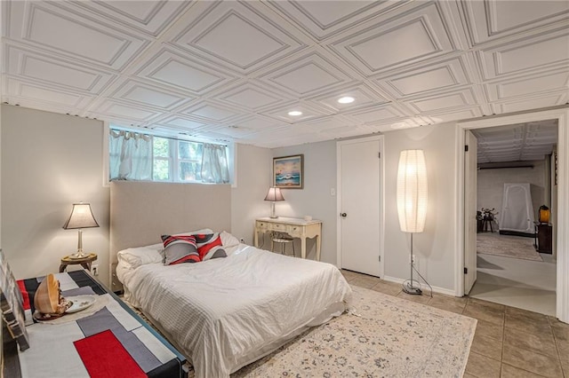 7234 Post Rd, Winston, GA 30187 - bedroom featuring an ornate ceiling, light tile patterned floors, and recessed lighting