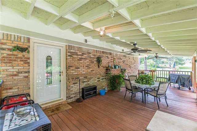 7234 Post Rd, Winston, GA 30187 - deck featuring outdoor dining space and ceiling fan