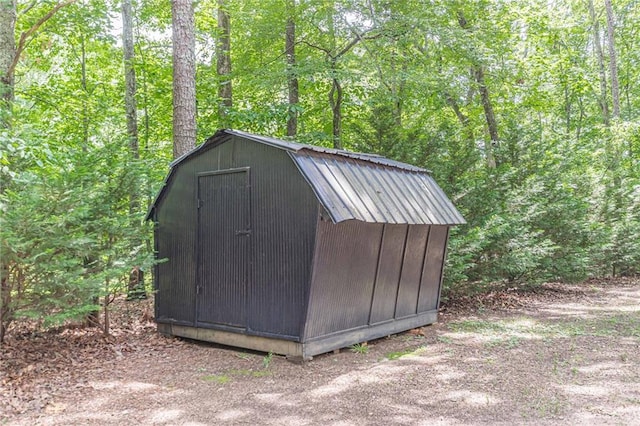 7234 Post Rd, Winston, GA 30187 - view of shed featuring a wooded view