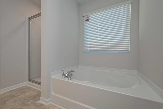 bathroom with plus walk in shower