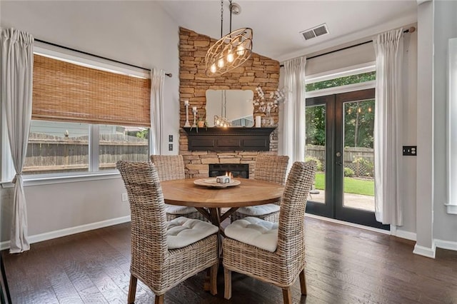 217 Springs Xing, Canton, GA 30114 - dining space with vaulted ceiling, wood finished floors, and french doors
