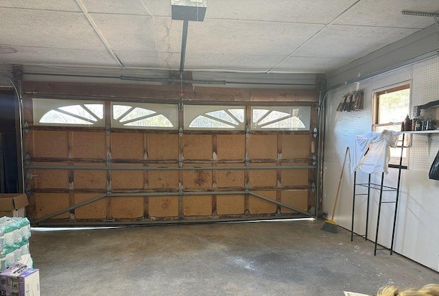 garage with a garage door opener