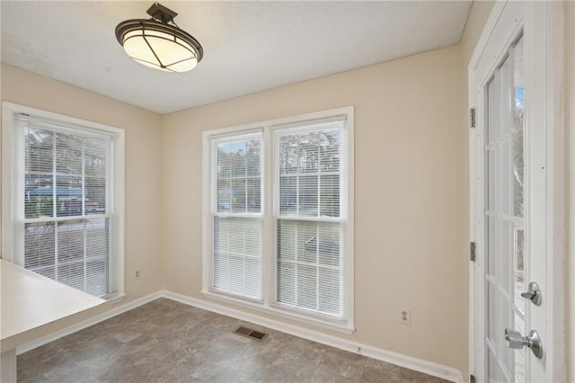 view of unfurnished dining area