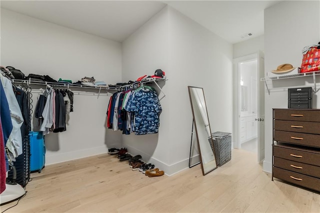 walk in closet featuring light hardwood / wood-style floors