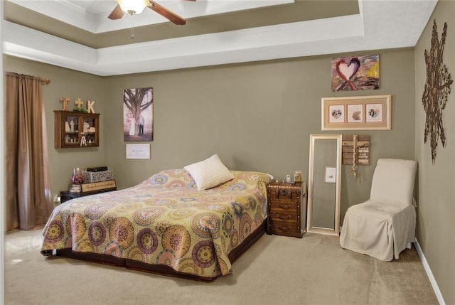1784 Virginia Grove Ln, Lawrenceville, GA 30045 - carpeted bedroom with a tray ceiling, ornamental molding, and ceiling fan