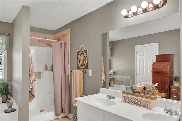 1784 Virginia Grove Ln, Lawrenceville, GA 30045 - full bathroom featuring a stall shower, double vanity, and a tub to relax in