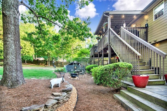 1784 Virginia Grove Ln, Lawrenceville, GA 30045 - view of green lawn featuring stairway and a deck