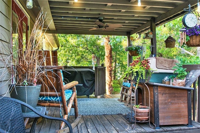 1784 Virginia Grove Ln, Lawrenceville, GA 30045 - wooden terrace with a ceiling fan