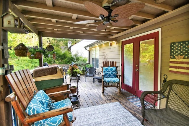 1784 Virginia Grove Ln, Lawrenceville, GA 30045 - wooden deck featuring french doors and a ceiling fan