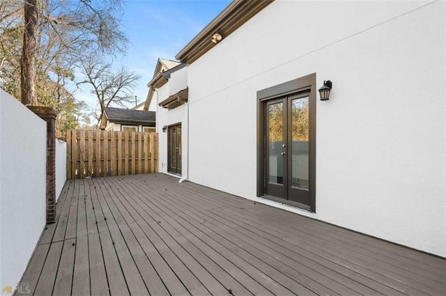 wooden deck with french doors