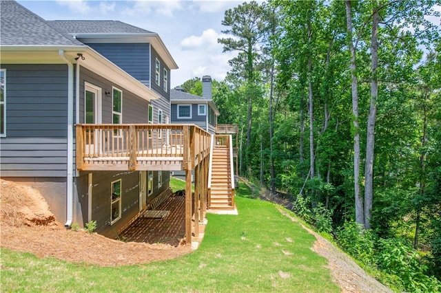 view of yard featuring a deck