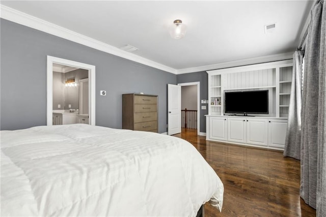 2362 Saint Davids Sq NW, Kennesaw, GA 30152 - bedroom featuring ornamental molding, dark wood finished floors, and ensuite bathroom