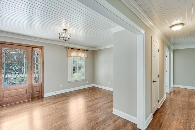 3464 Maynard Cir, Gainesville, GA 30506 - entrance foyer with ornamental molding, wood finished floors, and wood ceiling