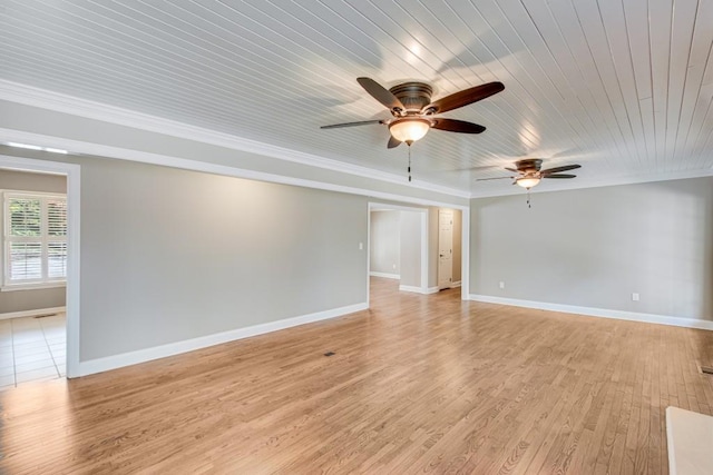 3464 Maynard Cir, Gainesville, GA 30506 - spare room with ceiling fan, crown molding, light wood-style flooring, and wooden ceiling
