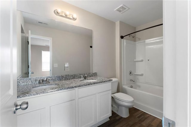 64 Middleton Ct, Chatsworth, GA 30705 - bathroom featuring double vanity, wood finished floors, and bathtub / shower combination