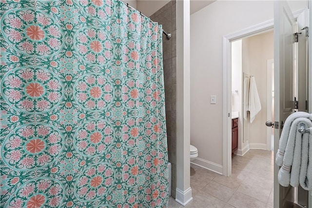 715 Saybeck Way, Milton, GA 30004 - full bath featuring a shower with shower curtain and tile patterned flooring