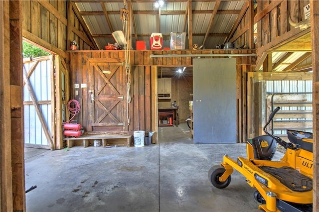 garage featuring metal wall