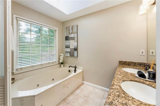 910 Kings Arms Way, Johns Creek, GA 30022 - full bathroom featuring a tub with jets, double vanity, and tile patterned flooring