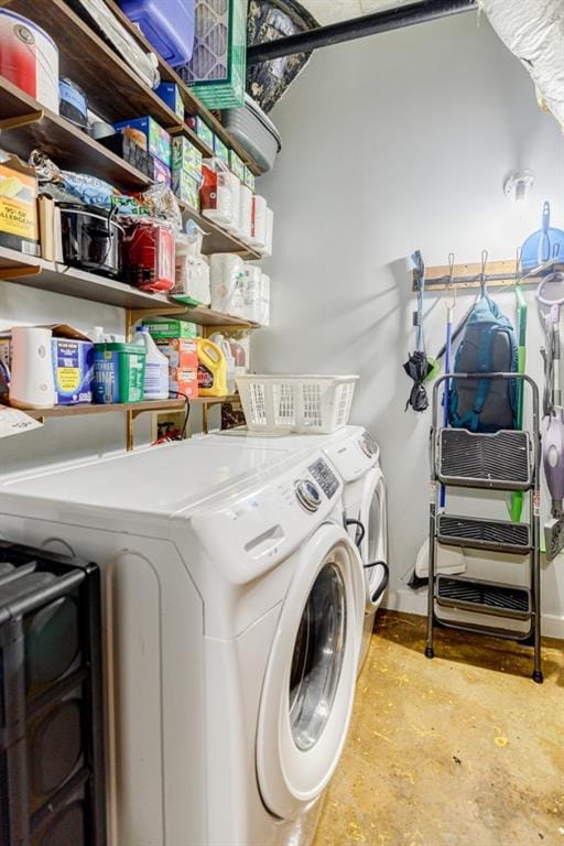 laundry area featuring laundry area and washer and dryer