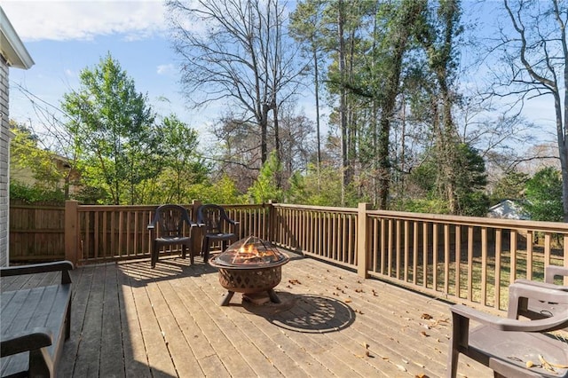 deck featuring a fire pit