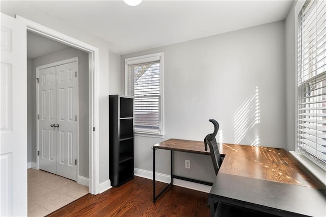 office space featuring hardwood / wood-style flooring