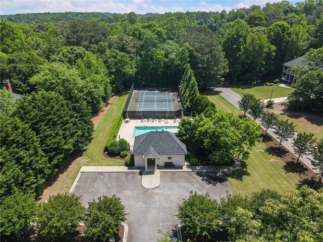 135 Stone Orchard Ct, Milton, GA 30004 - view from above of property with a heavily wooded area