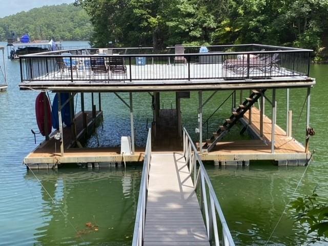 view of dock featuring a water view