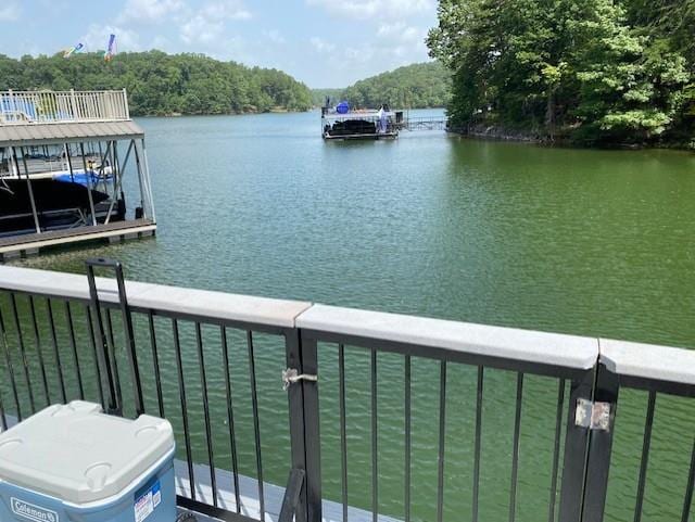 view of dock featuring a water view