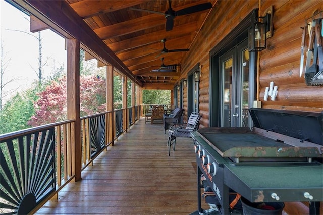 deck featuring ceiling fan