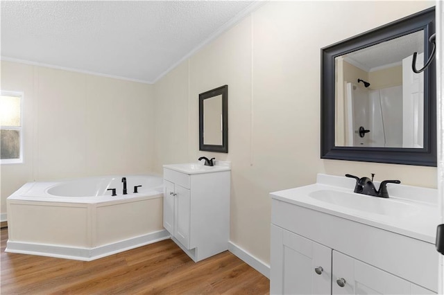 32 Brent Cir SW, Cartersville, GA 30120 - full bath featuring two vanities, a sink, wood finished floors, crown molding, and a bath