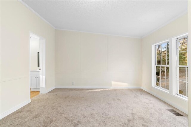 32 Brent Cir SW, Cartersville, GA 30120 - carpeted spare room featuring crown molding, baseboards, visible vents, and a textured ceiling