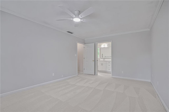 3320 Woodleaf Way, Marietta, GA 30062 - empty room featuring crown molding, light colored carpet, ceiling fan, and baseboards