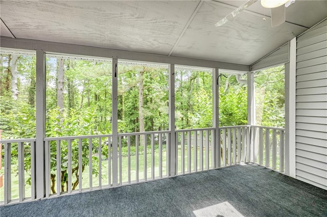 3320 Woodleaf Way, Marietta, GA 30062 - unfurnished sunroom with a ceiling fan, vaulted ceiling, and healthy amount of natural light