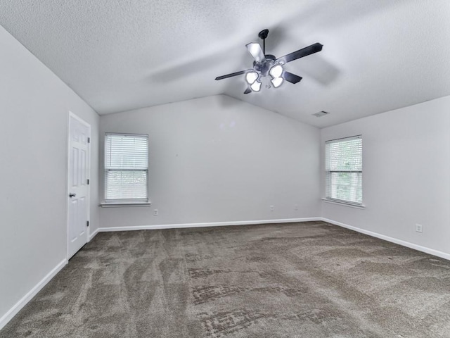 20 Preserve Dr, Newnan, GA 30263 - carpeted spare room with vaulted ceiling, ceiling fan, and a textured ceiling
