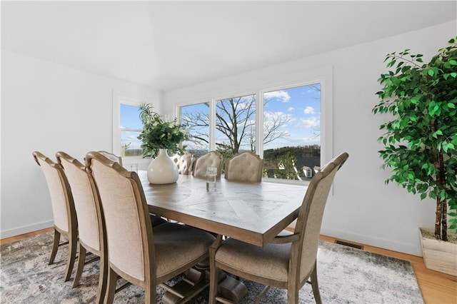 dining space featuring hardwood / wood-style floors