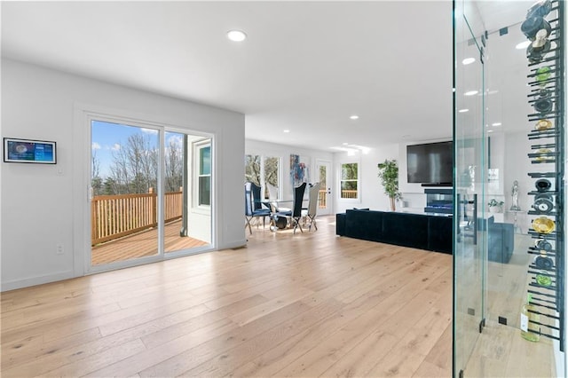 living room featuring light wood-type flooring