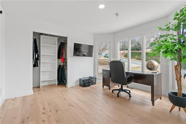 office featuring light wood-type flooring