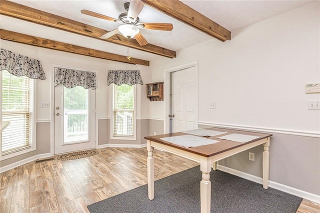 130 Brooklet Way, Brooks, GA 30205 - unfurnished office featuring beam ceiling, wood finished floors, and ceiling fan