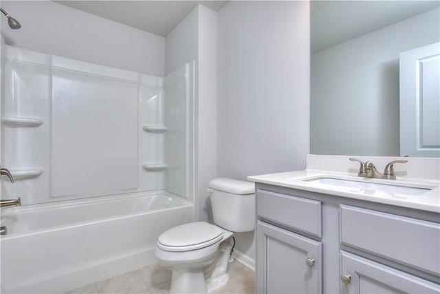 96 Sherwood Dr, Commerce, GA 30529 - full bath featuring bathing tub / shower combination, toilet, baseboards, tile patterned flooring, and vanity