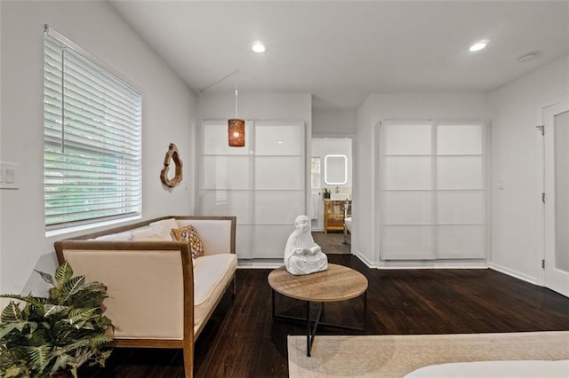 3143 Church St, East Point, GA 30344 - sitting room with dark wood-style floors and recessed lighting