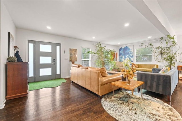 3143 Church St, East Point, GA 30344 - living area featuring hardwood / wood-style floors and recessed lighting